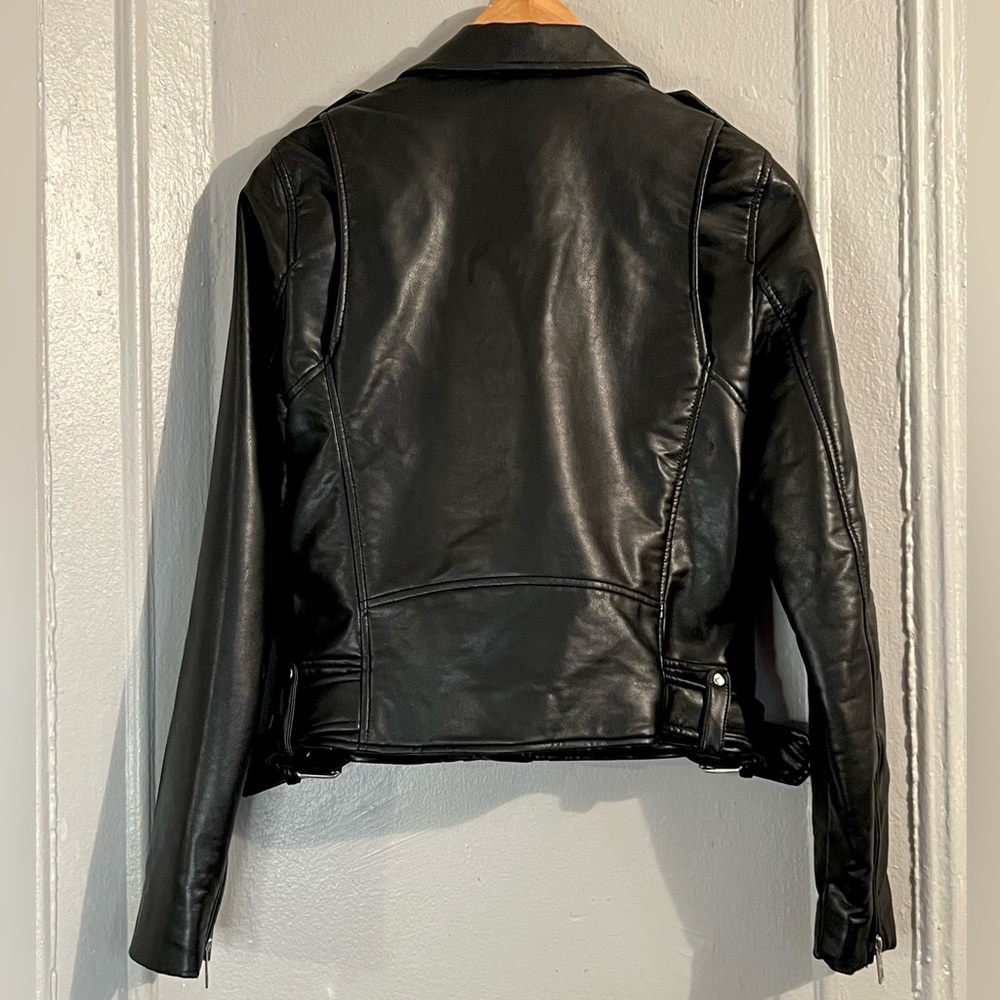 New Zara Women’s Motorcycle Leather Jacket - Picture 3 of 7